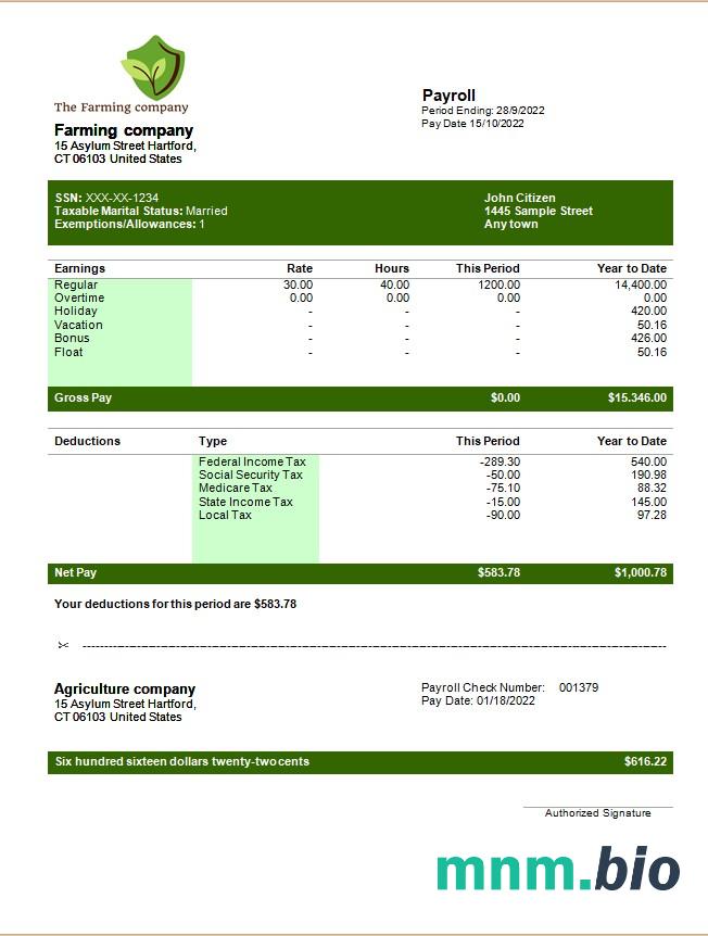 Edytowalny szablon Oświadczenia o zarobkach firmy rolniczej w formatach Word i PDF